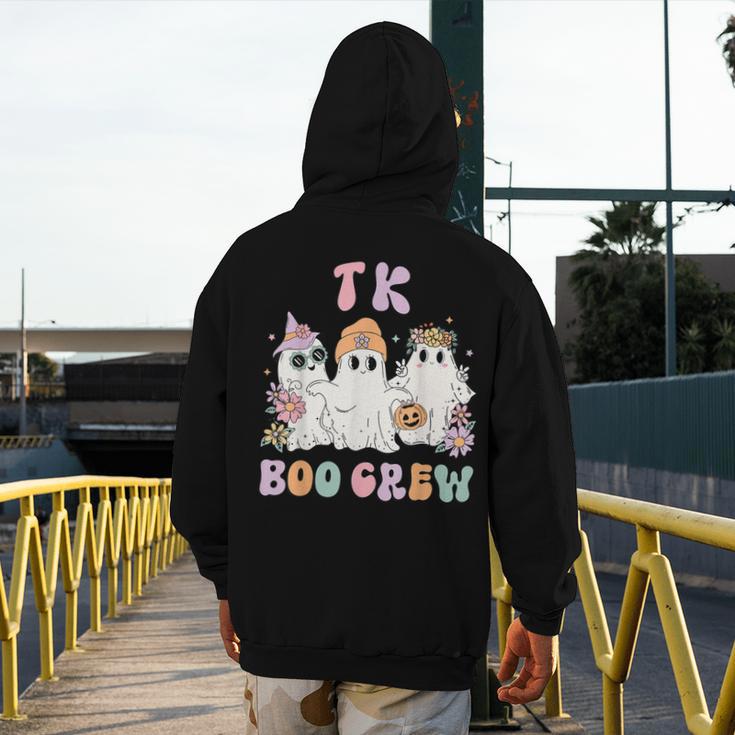 TK Boo Crew Retro Groovy Halloween Floral Ghost TK Teacher Men's Hoodie Back Print, Groovy Teacher Gifts, funny design