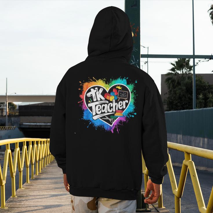 TK Teacher Transitional Kindergarten Heart Back To School Men's Hoodie Back Print, funny design