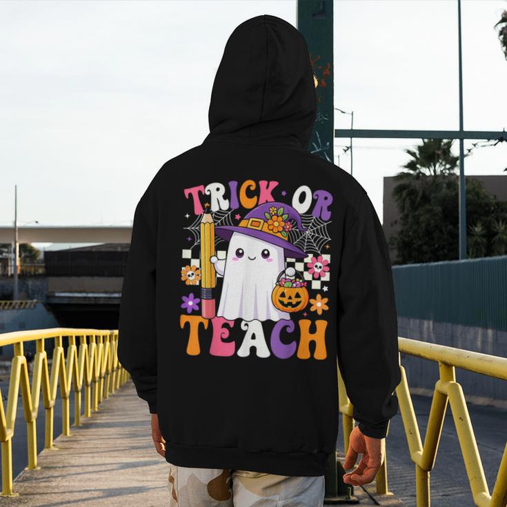 Trick Or Teach Teacher Pencil Ghost Halloween Teacher Men's Hoodie Back Print, funny design Trick Or Teach Teacher Pencil Ghost Halloween Teacher Men's Hoodie Back Print, funny design
