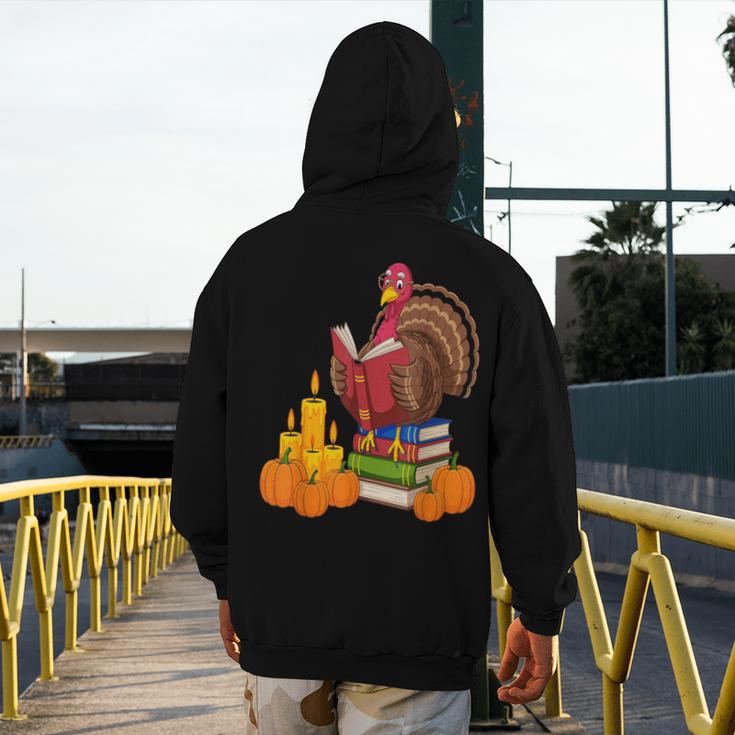 Turkey Reading Books Fall Thanksgiving Teacher Book Men's Hoodie Back Print, funny design Turkey Reading Books Fall Thanksgiving Teacher Book Men's Hoodie Back Print, funny design