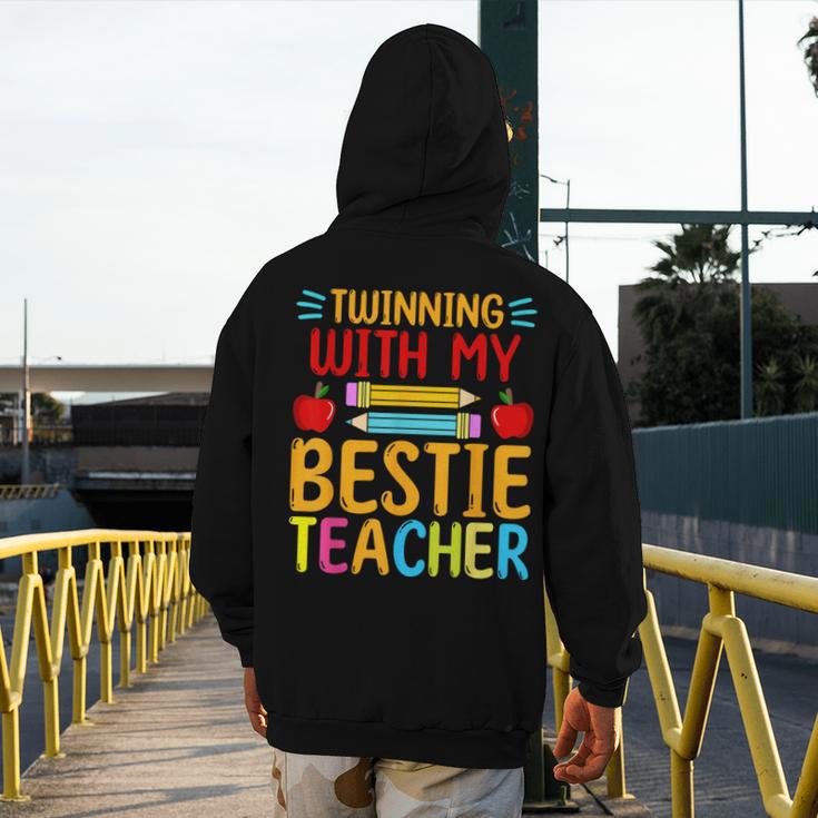 Twinning With My Bestie Teacher Boy Spirit Week Twin Day Men's Hoodie Back Print, funny design