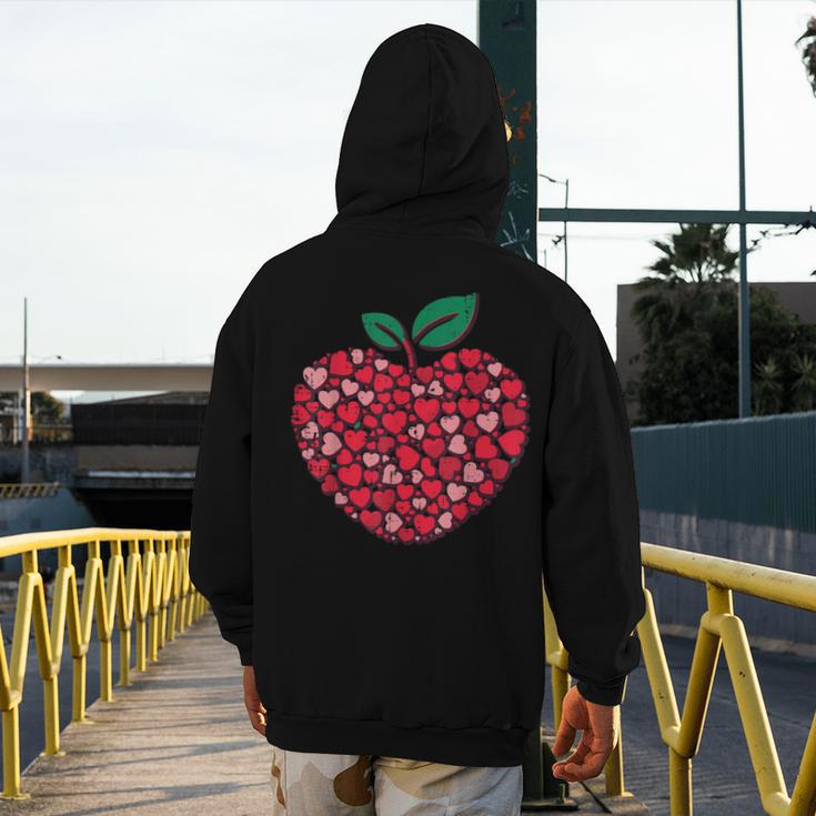 Valentines Day Teacher Hearts Apple Love Teach Women Men Men's Hoodie Back Print, funny design