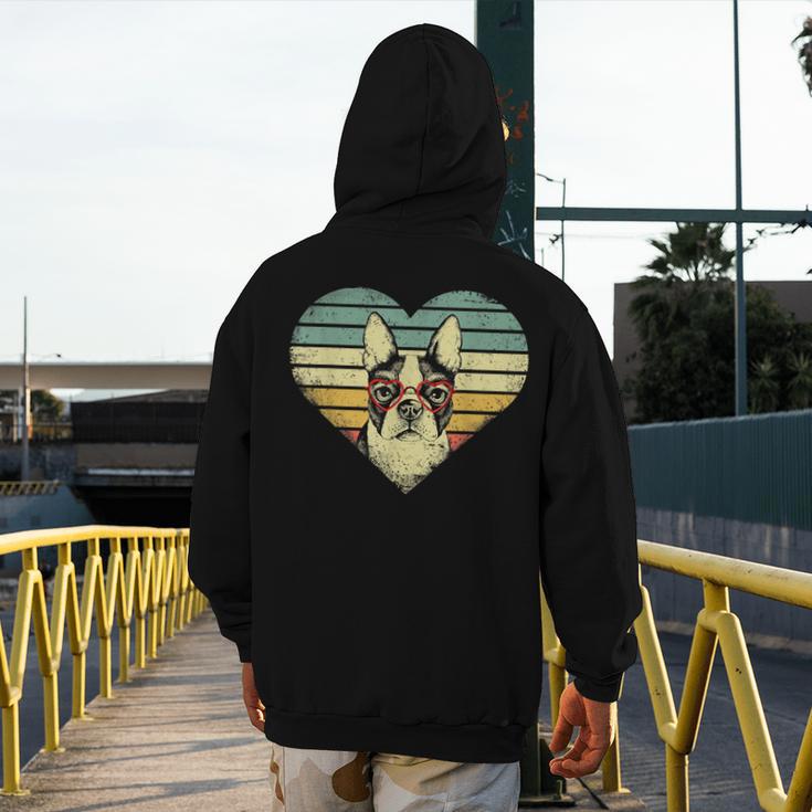 Vintage American Boston Terrier Lovers Valentine's Day Men's Hoodie Back Print, American Boston Terrier Gifts, funny design
