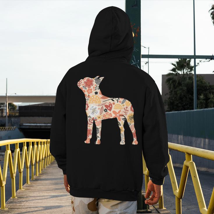 Vintage Floral Boston Terrier For Dog Lover Men's Hoodie Back Print, funny design