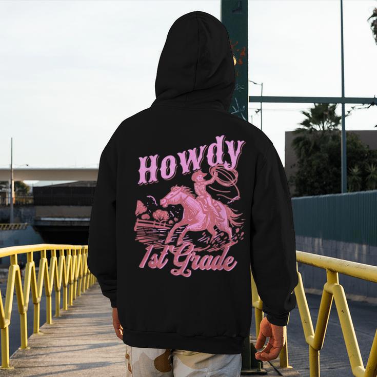 Vintage Howdy First Grade Cowgirl Teacher Western School Men's Hoodie Back Print, First Grade Teacher Gifts, funny design Vintage Howdy First Grade Cowgirl Teacher Western School Men's Hoodie Back Print, First Grade Teacher Gifts, funny design