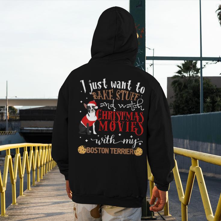 Watch Christmas Movies With My Boston Terrier Bostie Men's Hoodie Back Print, Boston Terrier Christmas Gifts, funny design