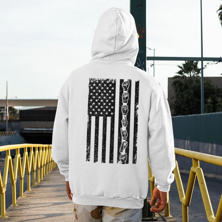 ASL Flag Sign Language Deaf ASL Teacher For Men Women Men's Hoodie Back Print, funny design