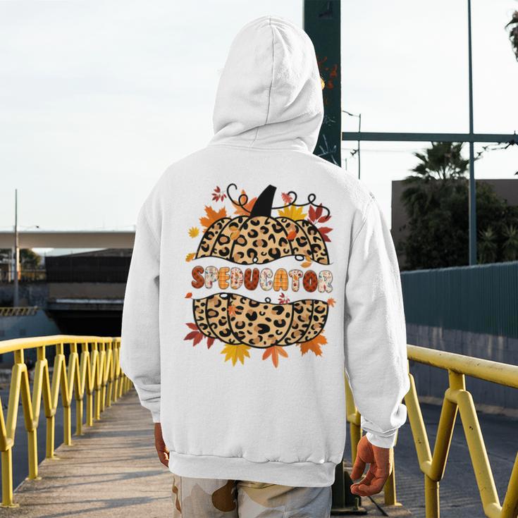 Autumn Fall SPED ED Teacher Thankful Grateful Pumpkin Retro Men's Hoodie Back Print, funny design