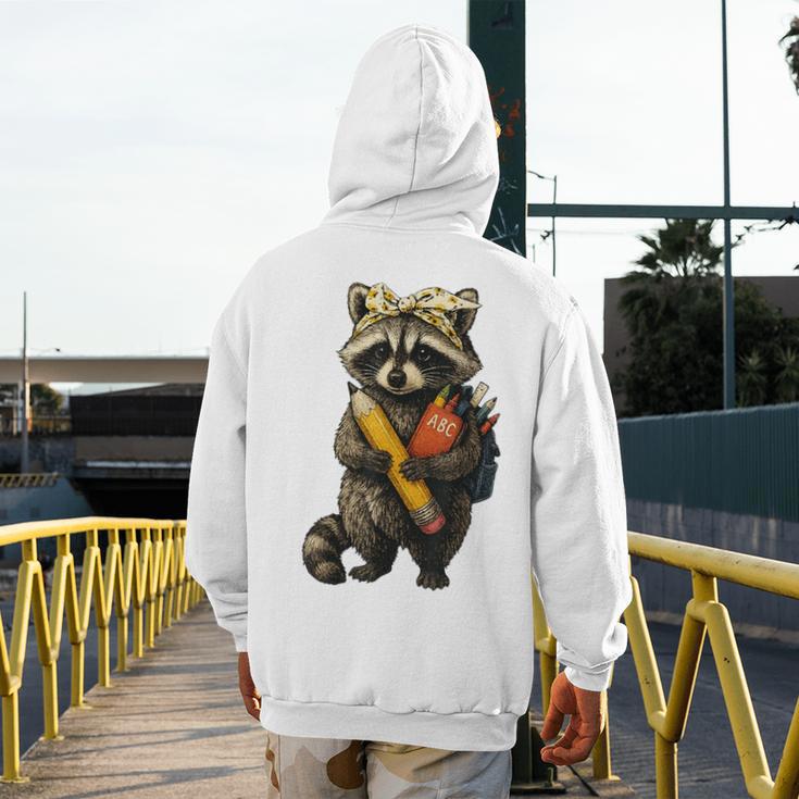 Back To School Raccoon Teachers Student Kids Men's Hoodie Back Print, funny design