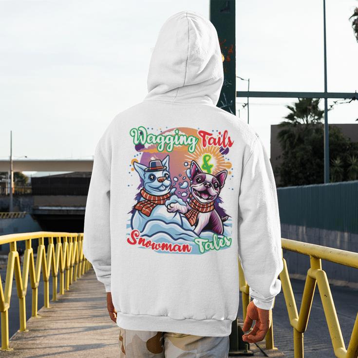 Boston Terrier Dog Christmas Snowman Winter Snow Men's Hoodie Back Print, Boston Terrier Christmas Gifts, funny design
