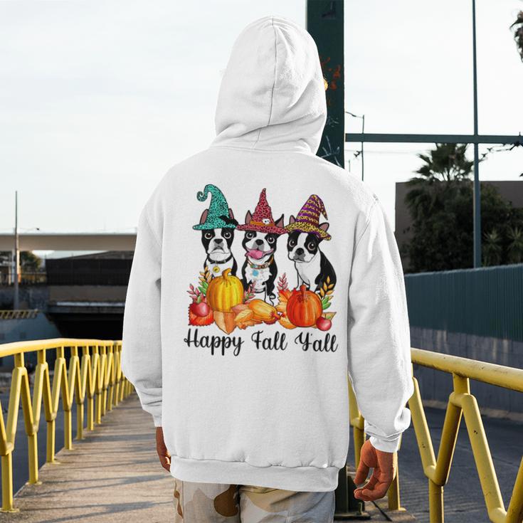 Boston Terrier Dog Lover Fall Ya'Ll Halloween Costume Men Women Men's Hoodie Back Print, Boston Terrier Halloween Gifts, funny design