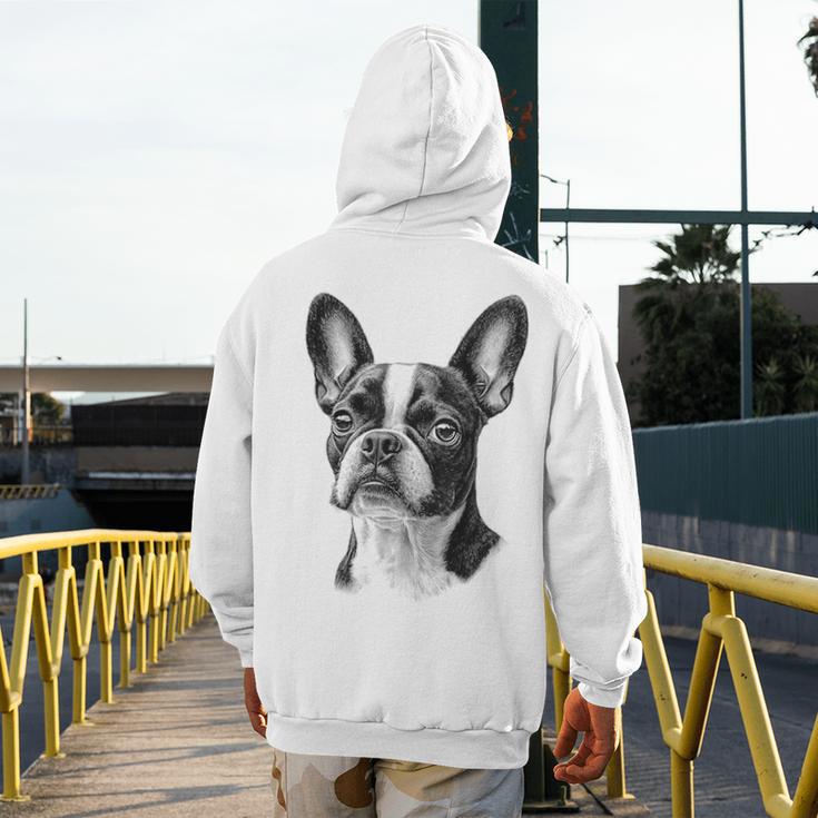 Boston Terrier Dog Motif Pet Illustration Boston Terrier For Men Women Kids Men's Hoodie Back Print, funny design