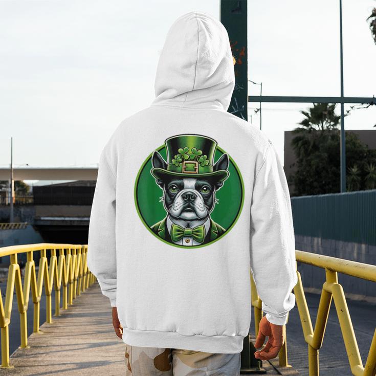 Boston Terrier Dog St Patricks Day Irish Pet Lover Men Women Kids Men's Hoodie Back Print, funny design