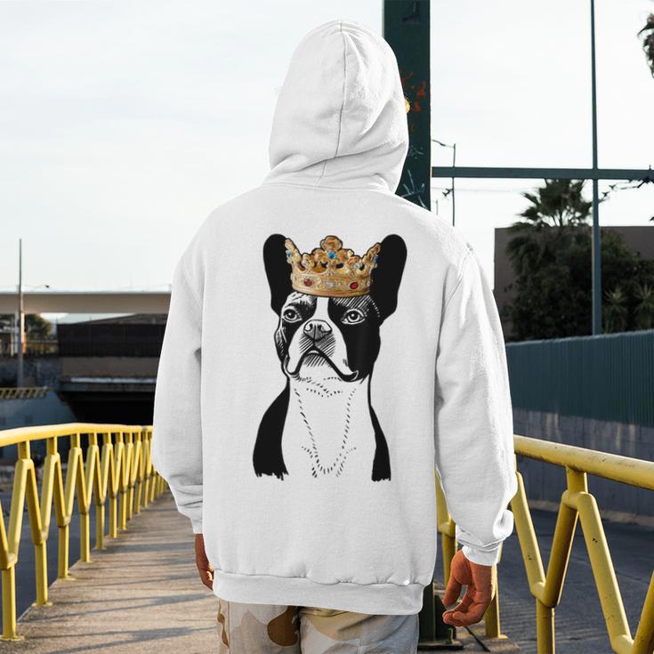 Boston Terrier Dog Wearing Crown For Men Women Girls Kids Men's Hoodie Back Print, funny design