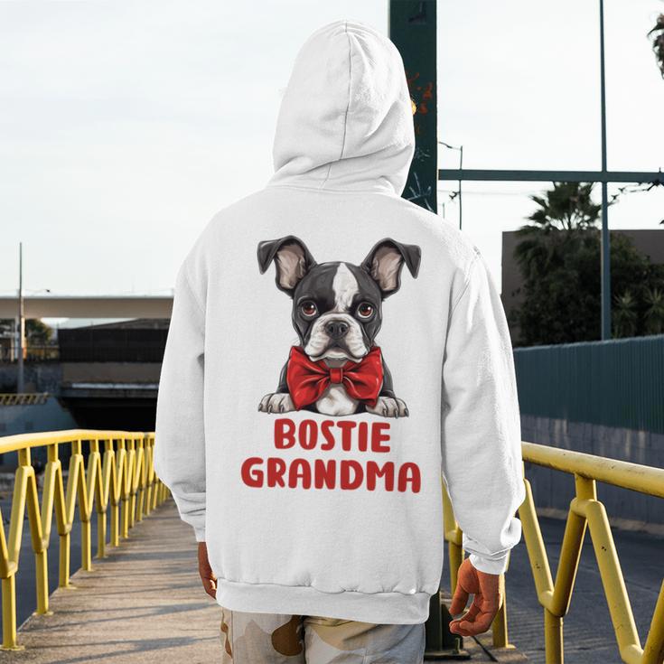 Boston Terrier Grandma Dog Lovers Puppy Bostie Owner Men's Hoodie Back Print, funny design