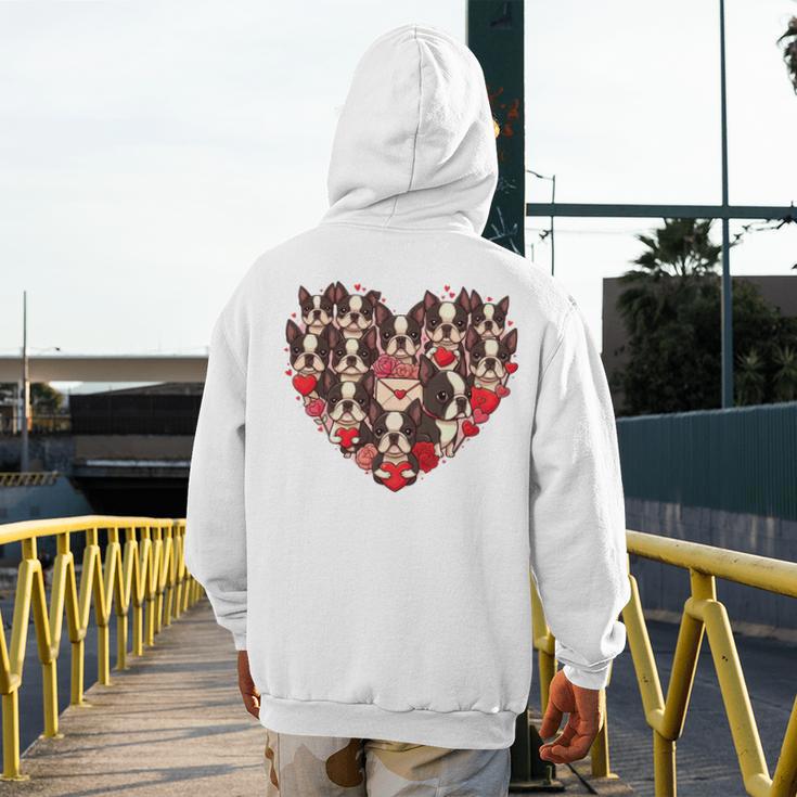 Boston Terrier Heart Valentine Boston Terrier Men's Hoodie Back Print, funny design
