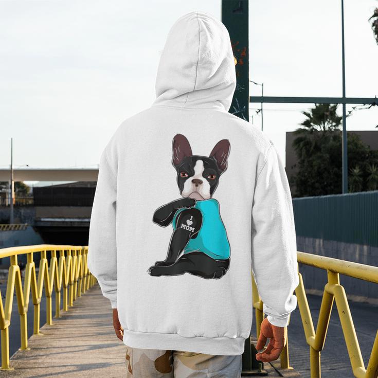 Boston Terrier I Love Mom Apparel Men's Hoodie Back Print, Couple Gifts, Mom Gifts, Boston Terrier Mom Gifts, funny design