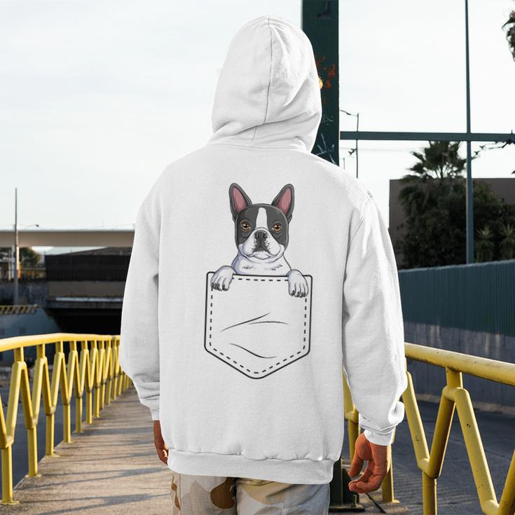 Boston Terrier In The Pocket Cute Boston Terrier Dog Lovers Men Women Girls Kids Men's Hoodie Back Print, funny design