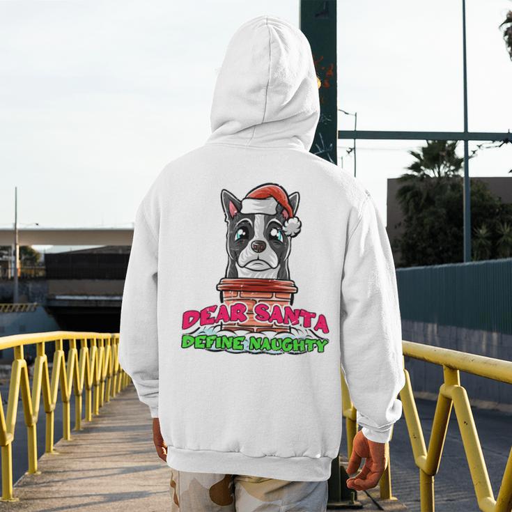 Boston Terrier Santa Claus Christmas Dog Men's Hoodie Back Print, Boston Terrier Christmas Gifts, funny design