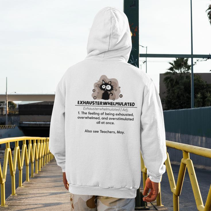 Cat Exhausted Teacher Exhausterwhelmulated Definition Men's Hoodie Back Print, funny design Cat Exhausted Teacher Exhausterwhelmulated Definition Men's Hoodie Back Print, funny design