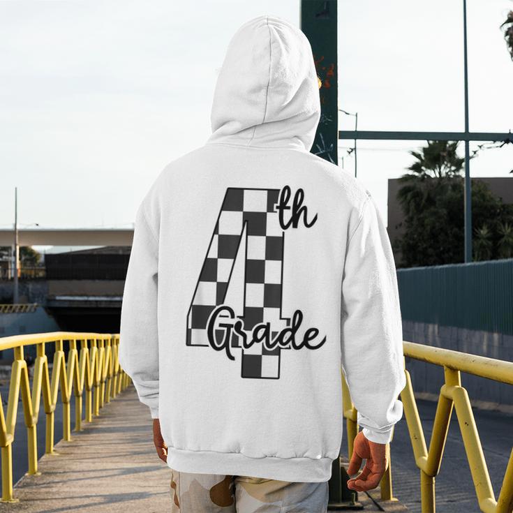 Checkered Fourth Grade Back To School Teachers Students Men's Hoodie Back Print, funny design Checkered Fourth Grade Back To School Teachers Students Men's Hoodie Back Print, funny design