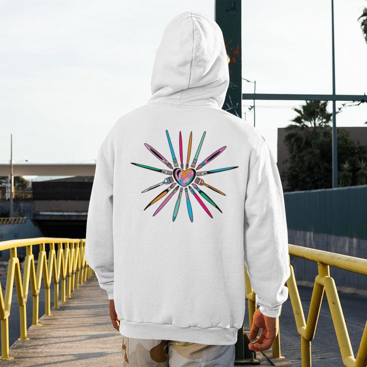 Cool Brush Heart Shape Art Teacher Paint For Artist Painter Men's Hoodie Back Print, funny design Cool Brush Heart Shape Art Teacher Paint For Artist Painter Men's Hoodie Back Print, funny design