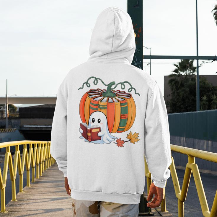 Fall Book Pumpkin Books Ghost Reading Halloween Teacher Men's Hoodie Back Print, funny design Fall Book Pumpkin Books Ghost Reading Halloween Teacher Men's Hoodie Back Print, funny design