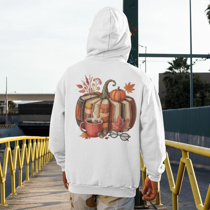 Fall Book Pumpkin Retro Reading Halloween Teacher Men's Hoodie Back Print, funny design Fall Book Pumpkin Retro Reading Halloween Teacher Men's Hoodie Back Print, funny design