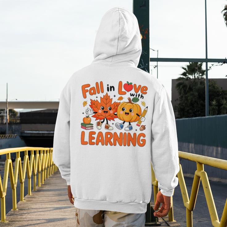 Fall In Love With Learning Thanksgiving Teacher Student Kids Men's Hoodie Back Print, funny design Fall In Love With Learning Thanksgiving Teacher Student Kids Men's Hoodie Back Print, funny design