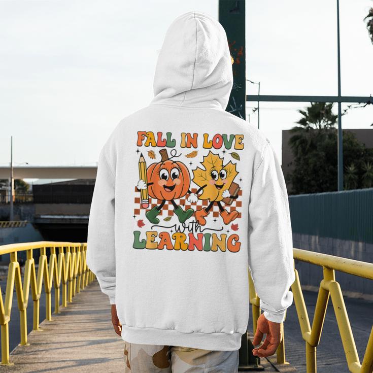 Fall In Love With Learning Thanksgiving Teacher Student Men's Hoodie Back Print, funny design Fall In Love With Learning Thanksgiving Teacher Student Men's Hoodie Back Print, funny design