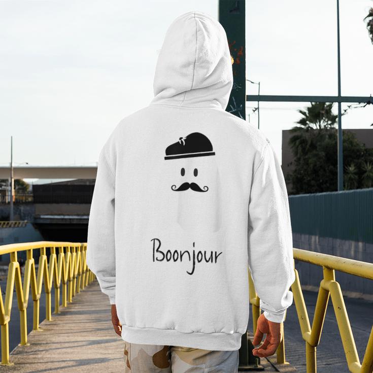 French Teacher Halloween Bonjour Ghost Men's Hoodie Back Print, funny design