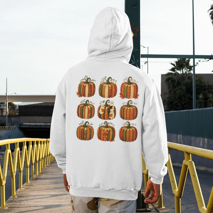 Halloween Teacher Fall Book Pumpkin Retro Reading Men's Hoodie Back Print, funny design