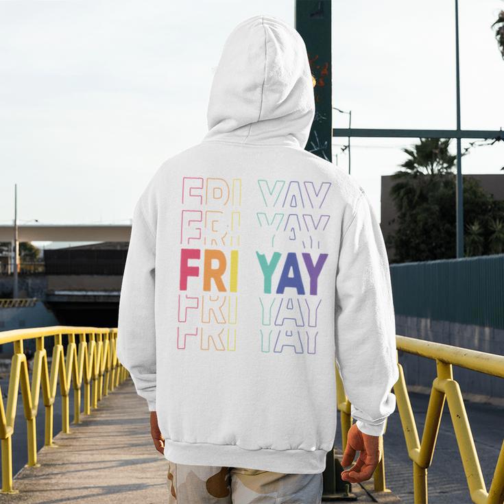 Happy Fri Yay Teacher Friday Saying Men's Hoodie Back Print, funny design Happy Fri Yay Teacher Friday Saying Men's Hoodie Back Print, funny design