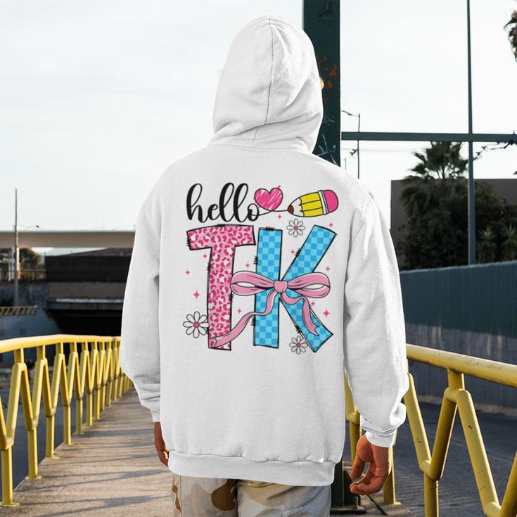 Hello TK Transitional Kindergarten Back To School Teacher Men's Hoodie Back Print, funny design