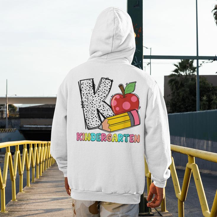 K Is For Kindergarten Teacher Pencil Apple Back To School Men's Hoodie Back Print, funny design