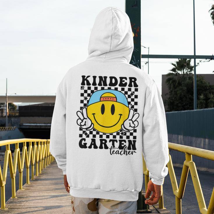 Kindergarten Teacher Hippie Smile Face Back School Men's Hoodie Back Print, funny design Kindergarten Teacher Hippie Smile Face Back School Men's Hoodie Back Print, funny design