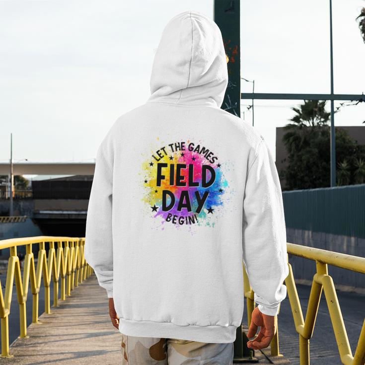 Let The Games Begin Field Day Fun Day Teachers Boys Girls Men's Hoodie Back Print, funny design
