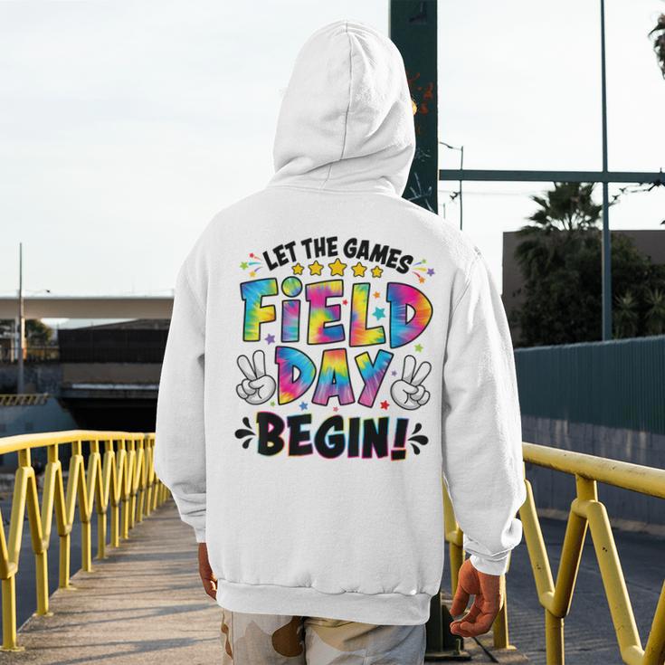 Let The Games Field Day Begin Tie Dye Adults Teacher Kids Men's Hoodie Back Print, funny design Let The Games Field Day Begin Tie Dye Adults Teacher Kids Men's Hoodie Back Print, funny design