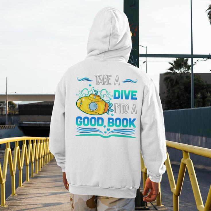 Librarian Teacher Dive Into A Good Book Reading Premium Tri-Blend Men's Hoodie Back Print, funny design Librarian Teacher Dive Into A Good Book Reading Premium Tri-Blend Men's Hoodie Back Print, funny design