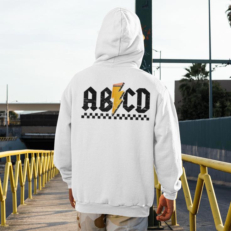 Lightning Pencil Rock'n Roll ABCD Teacher Back To School Kid Men's Hoodie Back Print, funny design Lightning Pencil Rock'n Roll ABCD Teacher Back To School Kid Men's Hoodie Back Print, funny design