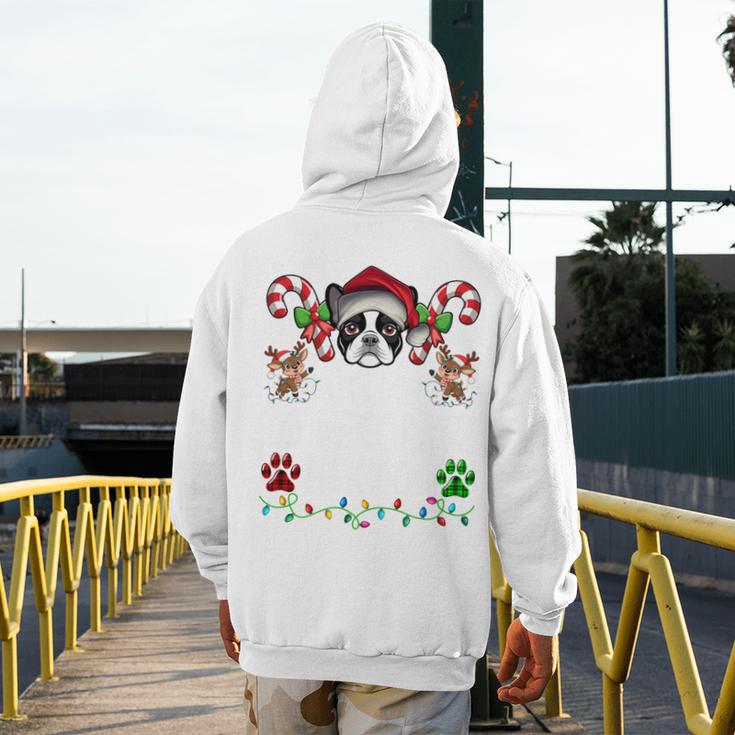 Most Likely Decorate Her Boston Terrier Dog Ugly Christmas Men's Hoodie Back Print, Boston Terrier Christmas Gifts, funny design