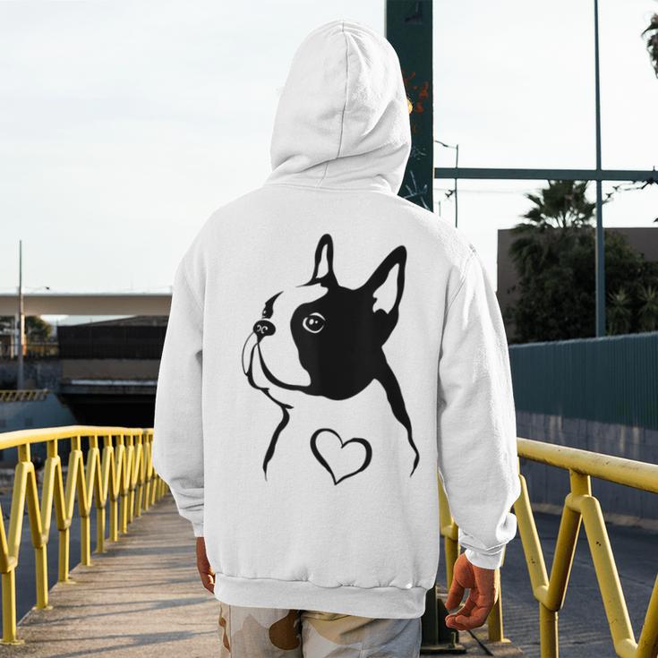 I Love My Boston Terrier Dog With Heart Men's Hoodie Back Print, funny design