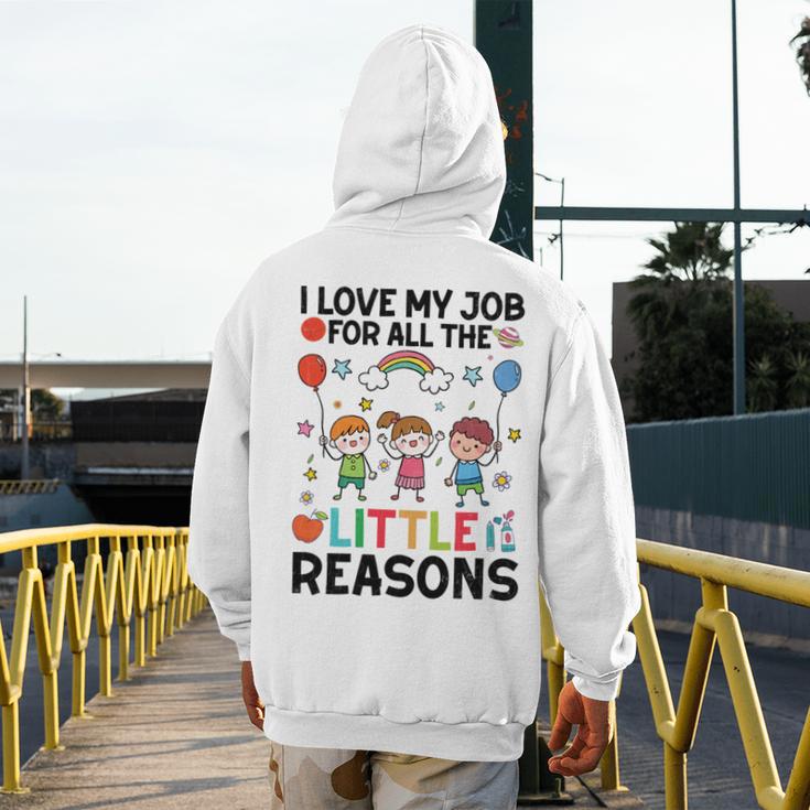 Love Job For Little Reasons Daycare Teacher Graphic Men's Hoodie Back Print, funny design Love Job For Little Reasons Daycare Teacher Graphic Men's Hoodie Back Print, funny design