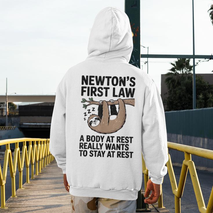 Newtons First Law Physics Jokes Science Teacher Men's Hoodie Back Print, Science Teacher Gifts, funny design