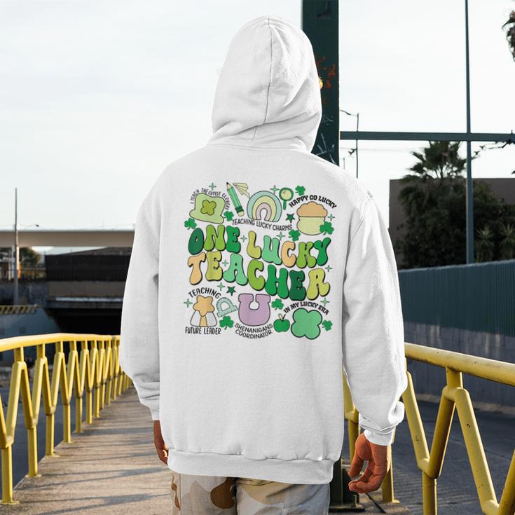 One Lucky Teacher St Patrick's Day Irish Teacher Lucky Era Men's Hoodie Back Print, funny design