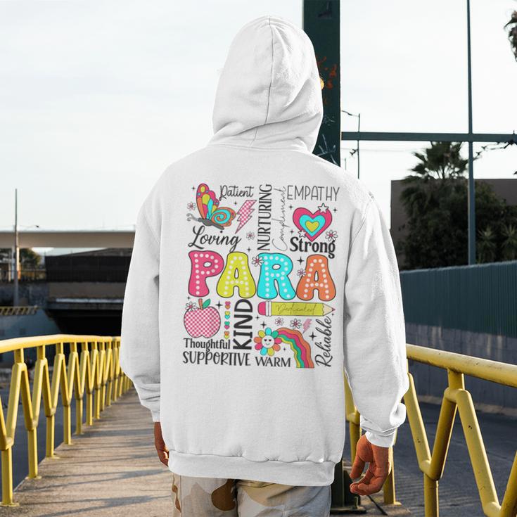 Para Paraprofessional Paraeducator Teacher Back To School Men's Hoodie Back Print, funny design