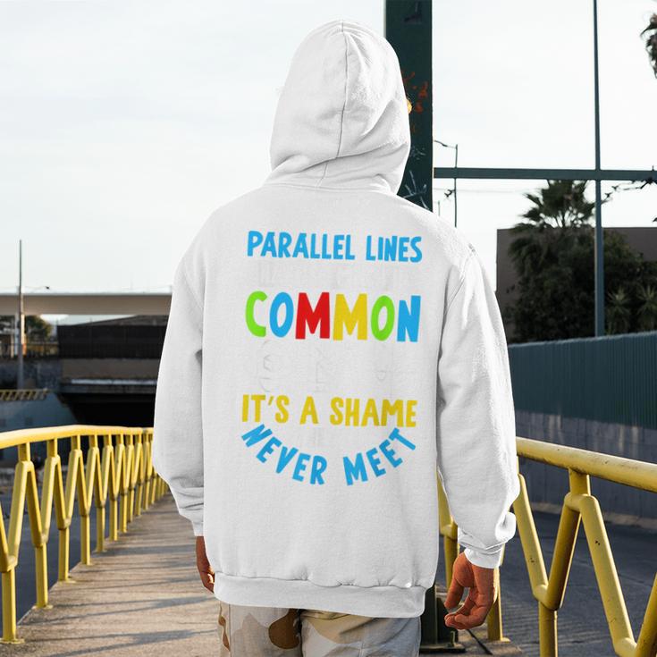 Parallel Lines Math Pun – Teacher Humor Men's Hoodie Back Print, funny design