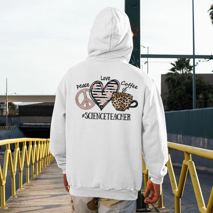 Peace Love Coffee Science Teacher Men's Hoodie Back Print, Science Teacher Gifts, funny design Peace Love Coffee Science Teacher Men's Hoodie Back Print, Science Teacher Gifts, funny design