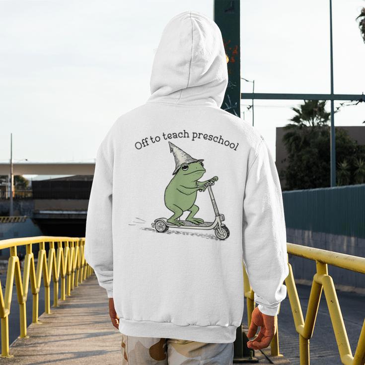 Pre K Grade Teacher Frog Back To School Preschool Men's Hoodie Back Print, funny design