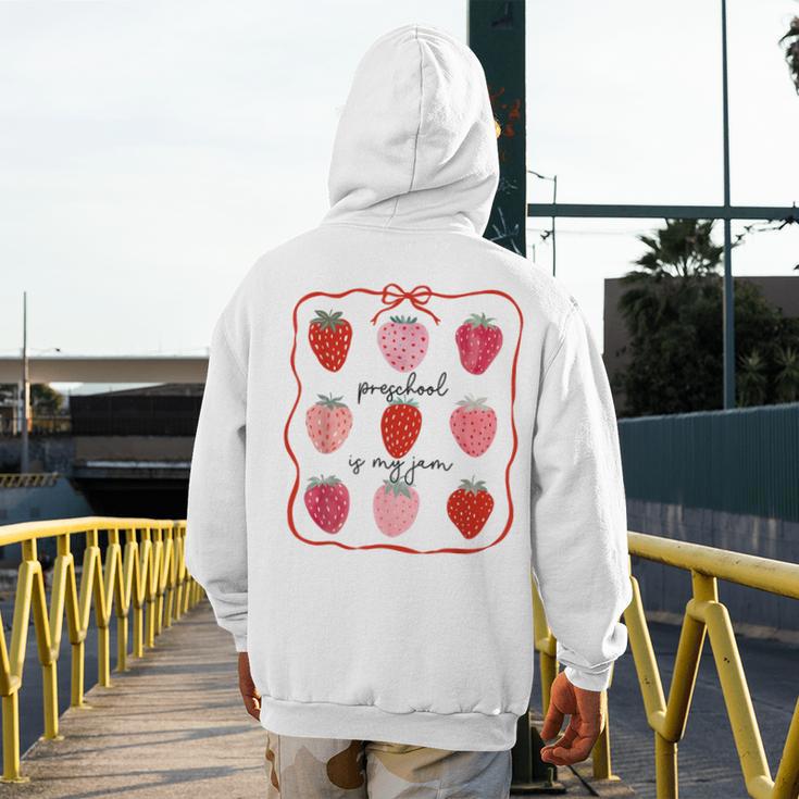 Preschool Is My Jam Strawberry Teacher First Day Of School Men's Hoodie Back Print, funny design Preschool Is My Jam Strawberry Teacher First Day Of School Men's Hoodie Back Print, funny design